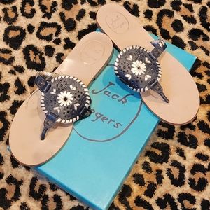 Jack Rogers Georgica Sandal Navy Platinum size 8